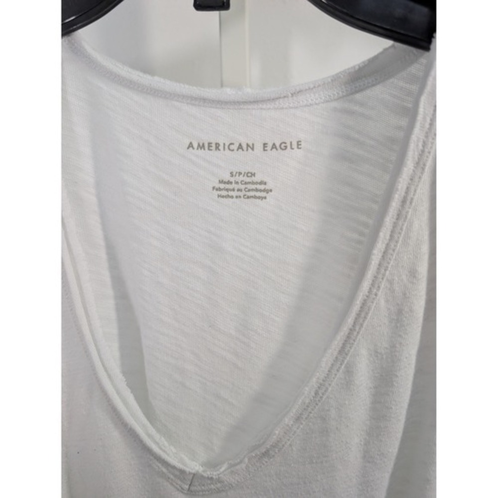 American Eagle Soft Sexy White Slub Knit V-Neck Tank Top Small - Picture 2 of 3